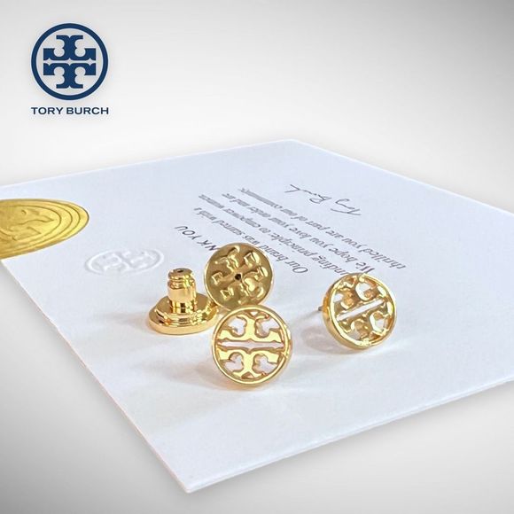 New Tory Burch Miller 18k Gold-Plated Stud Earrings in Gold $78 - Picture 10 of 14